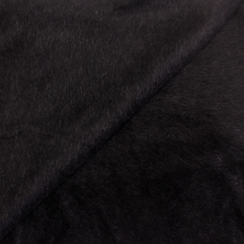 Jersey velours de laine - Imitation poil long noir & gris