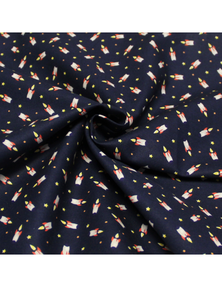 Popeline 100% coton - Fusée marine