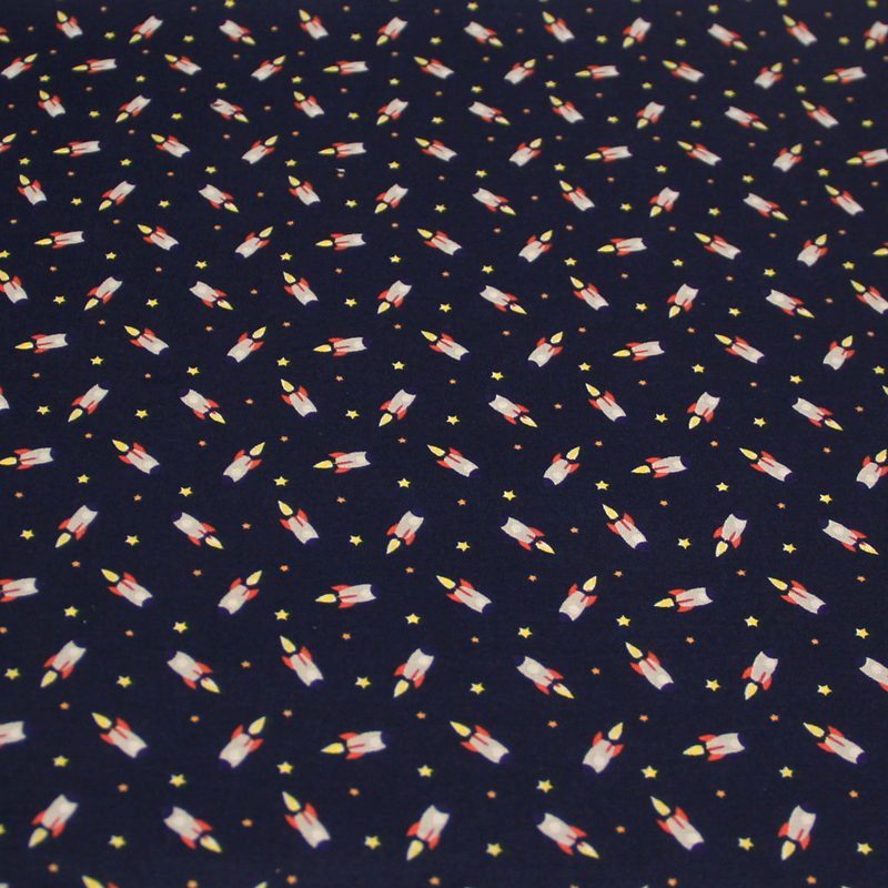 Popeline 100% coton - Fusée marine