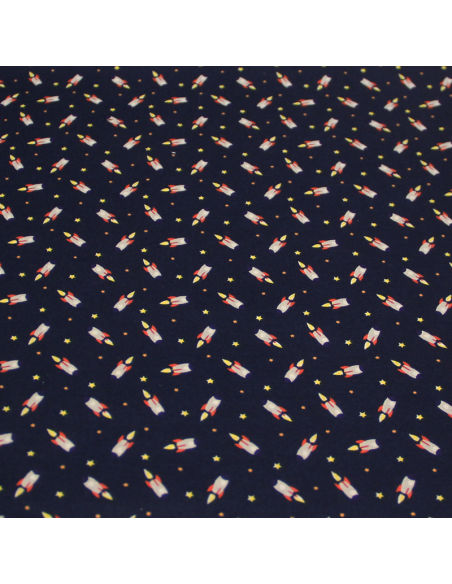 Popeline 100% coton - Fusée marine
