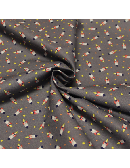 Popeline 100% coton - Fusée gris