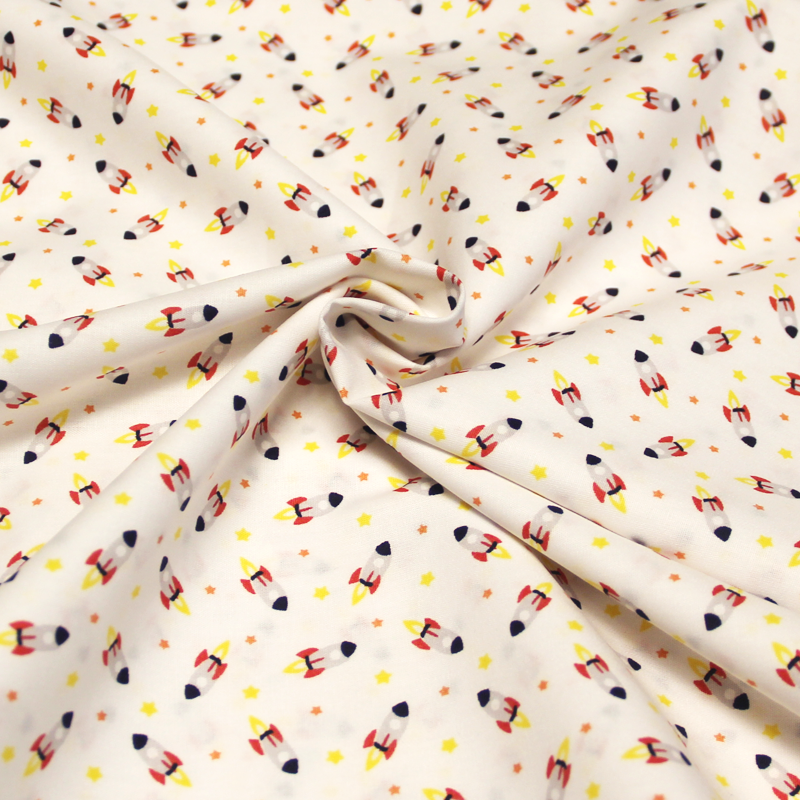 Popeline 100% coton - Fusée blanc optique