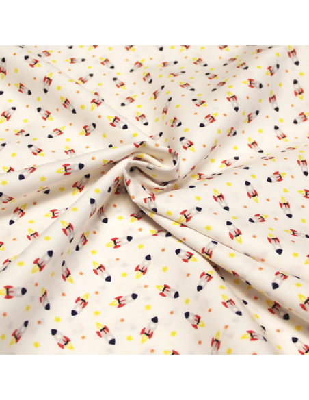 Popeline 100% coton - Fusée blanc optique