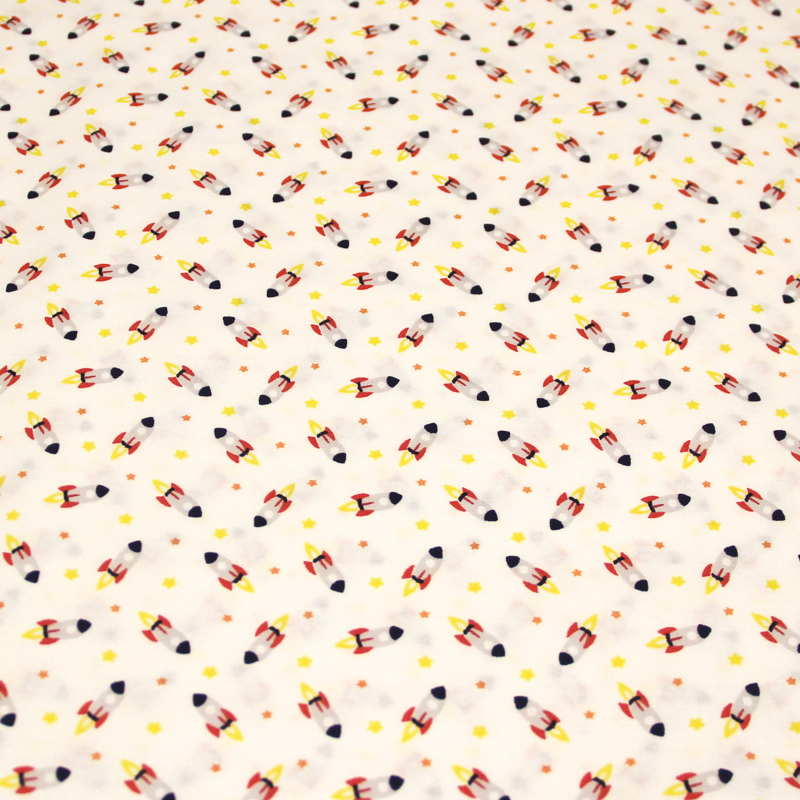 Popeline 100% coton - Fusée blanc optique