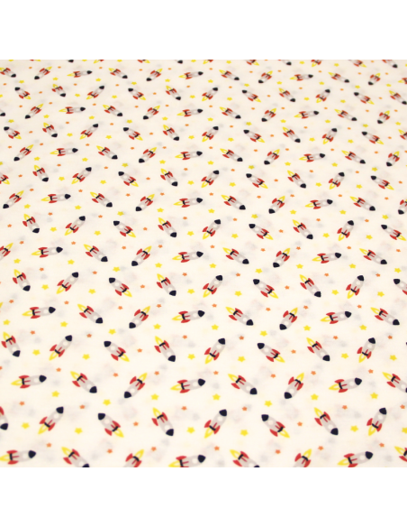 Popeline 100% coton - Fusée blanc optique