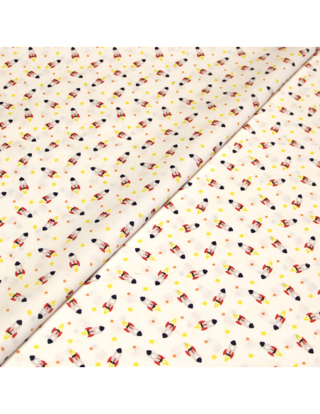 Popeline 100% coton - Fusée blanc optique