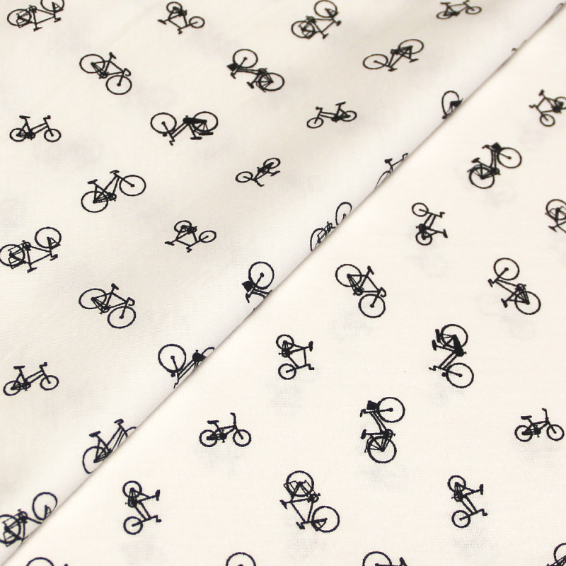 Popeline 100% coton - Bicyclette blanc optique