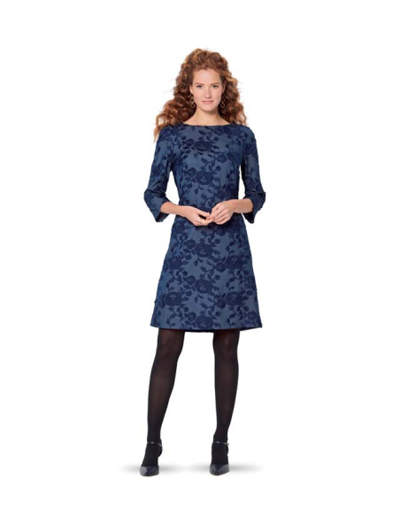 Patron Burda 6149 - Robe encolure dégagée arrondie manches
