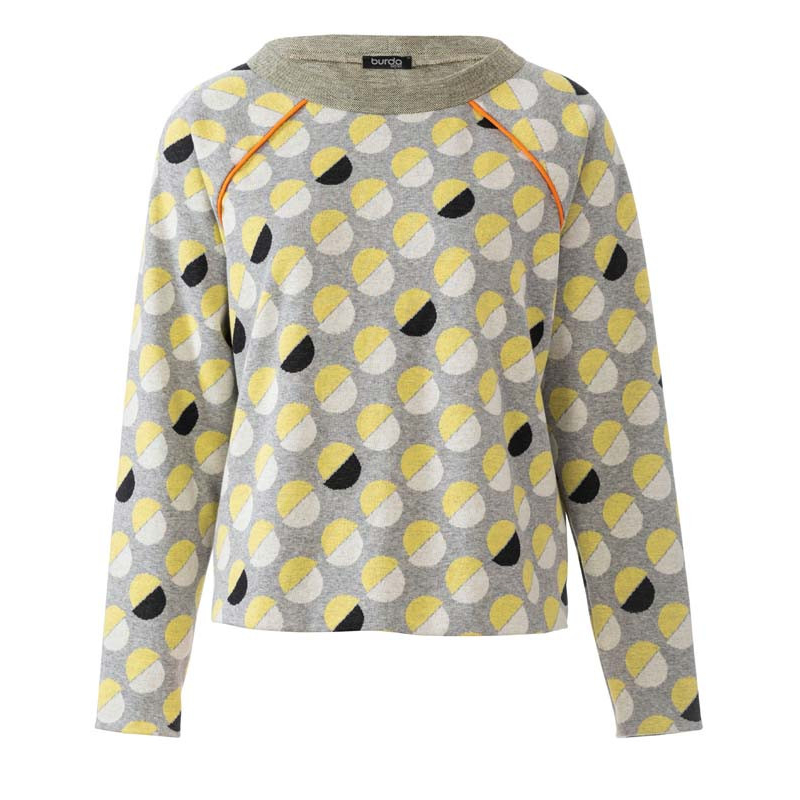 Patron Burda 6151 - Sweater à manches raglan orné de boutons ou d'un passepoi