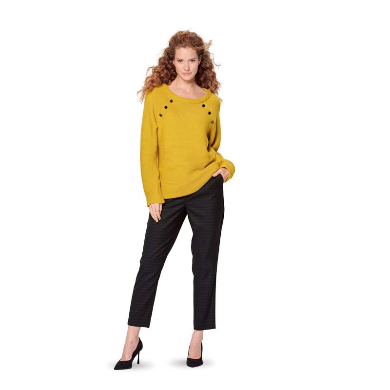 Patron Burda 6151 - Sweater à manches raglan orné de boutons ou d'un passepoi