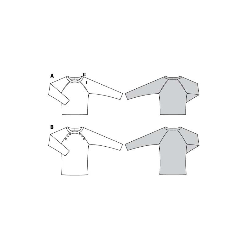 Patron Burda 6151 - Sweater à manches raglan orné de boutons ou d'un passepoi