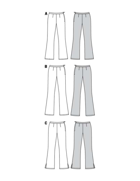 Patron Burda 6152 - Pantalon pattes d'éléphant avec ceinture et fermeture à glissière sur le côté