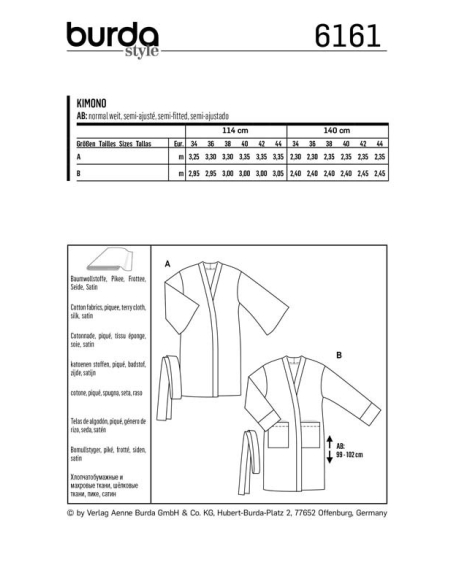 Patron Burda 6161 - Kimono peignoir