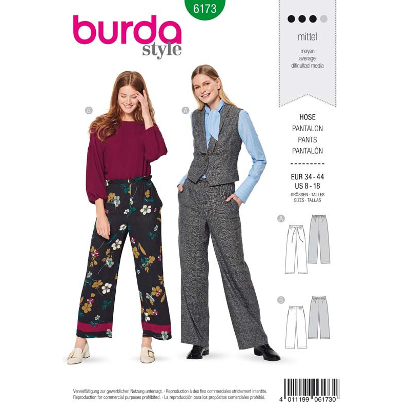 Patron Burda 6173 - Pantalon avec une coulisse élastiquée ou à cordon