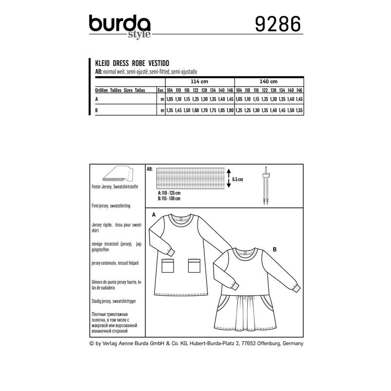 Patron Burda 9286 - Robe façon T-Shirt à bordures