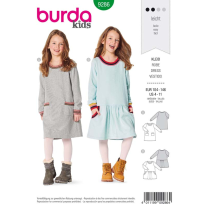 Patron Burda 9286 - Robe façon T-Shirt à bordures