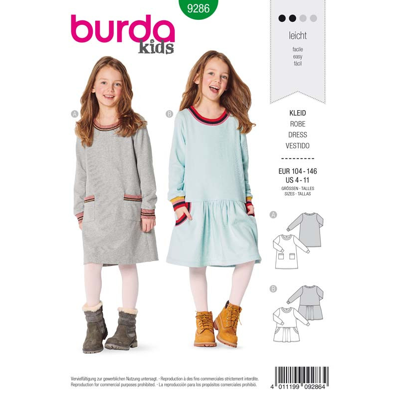 Patron Burda 9286 - Robe façon T-Shirt à bordures