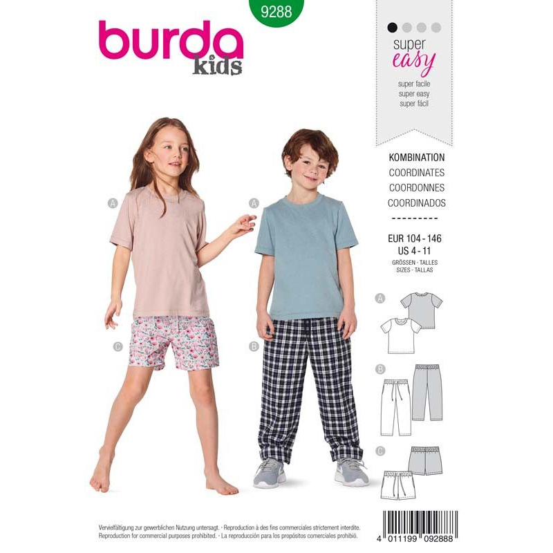 Patron Burda 9288 - T-shirt pantalon short