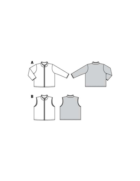 Patron Burda 9290 - Veste gilet avec fermeture à glissière bords gansés