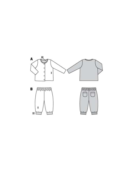 Patron Burda 9293 - Ensemble bébé Veste & pantalon réversibles