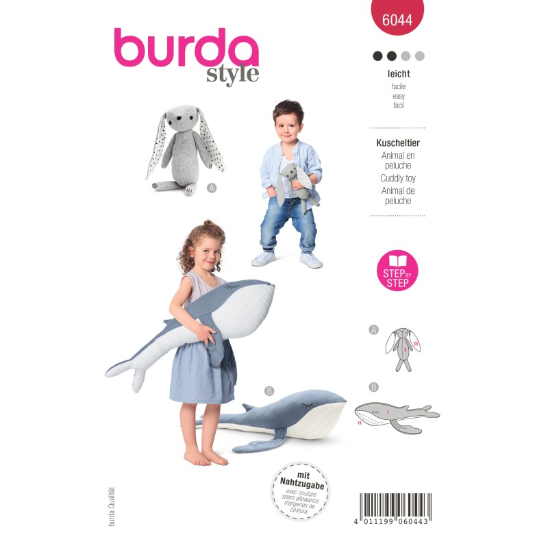 Patron Burda 6044 - Peluches - lapin et baleine