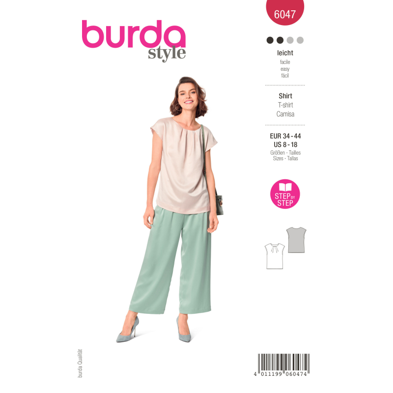 Patron Burda 6047- T-shirt femme sans manches avec des plis à l'encolure