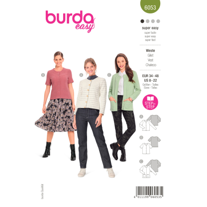 Patron Burda 6053 - Cardigan Femme à encolure ronde