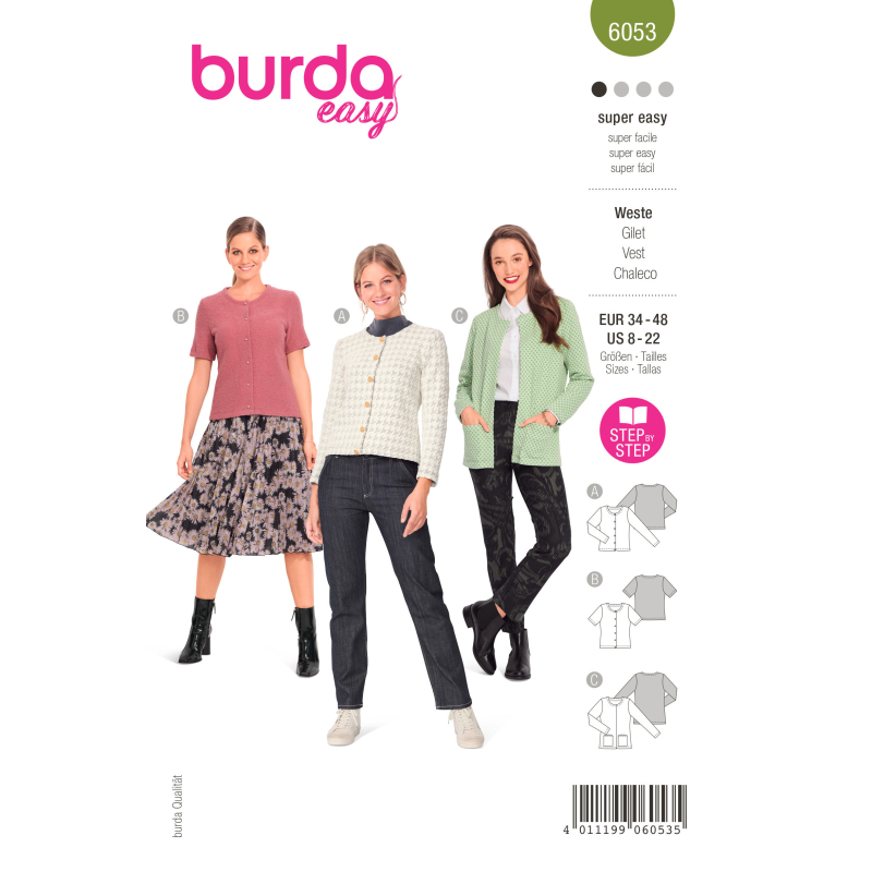 Patron Burda 6053 - Cardigan Femme à encolure ronde