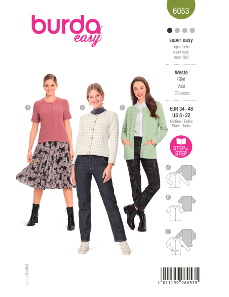 Patron Burda 6053 - Cardigan Femme à encolure ronde