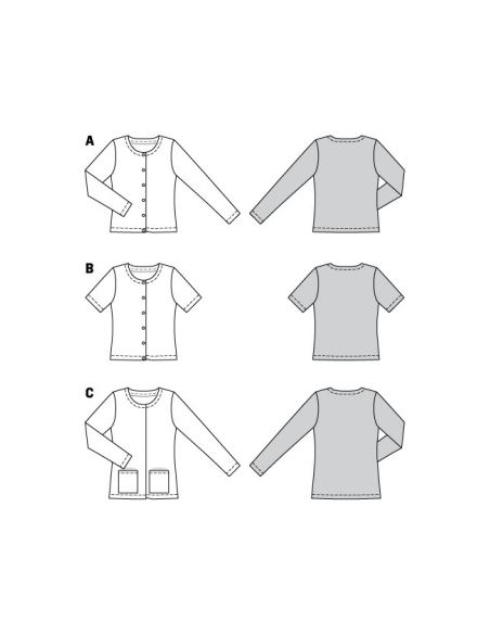 Patron Burda 6053 - Cardigan Femme à encolure ronde