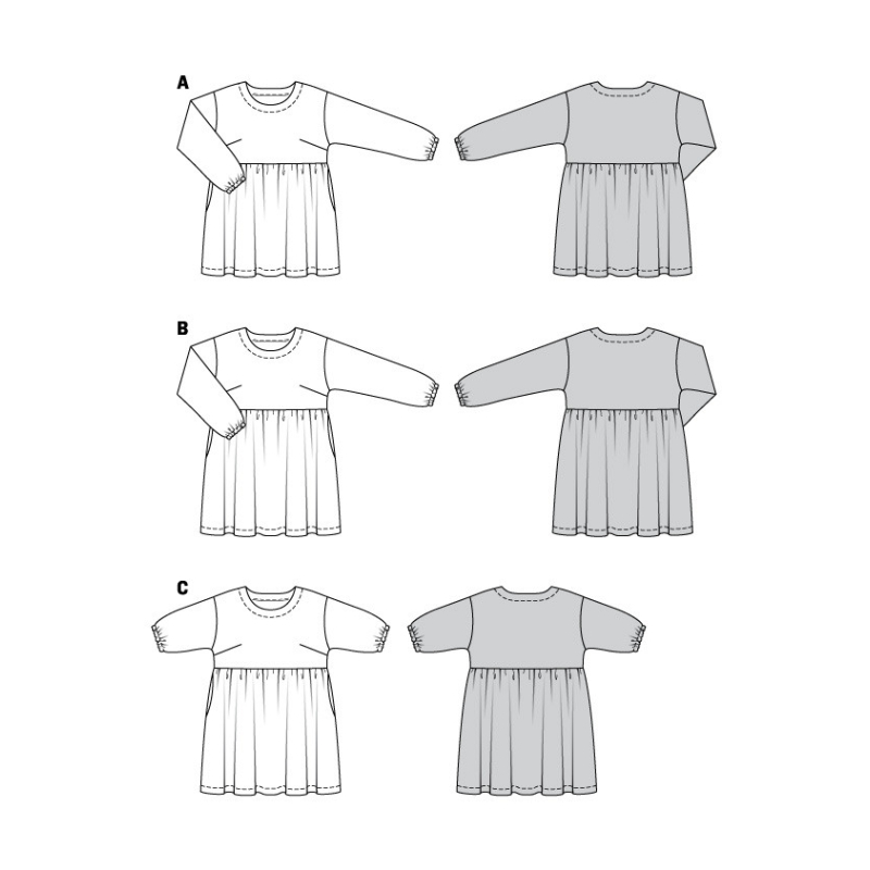 Patron Burda 6055 - Robe à jupe froncée