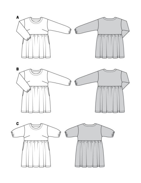 Patron Burda 6055 - Robe à jupe froncée