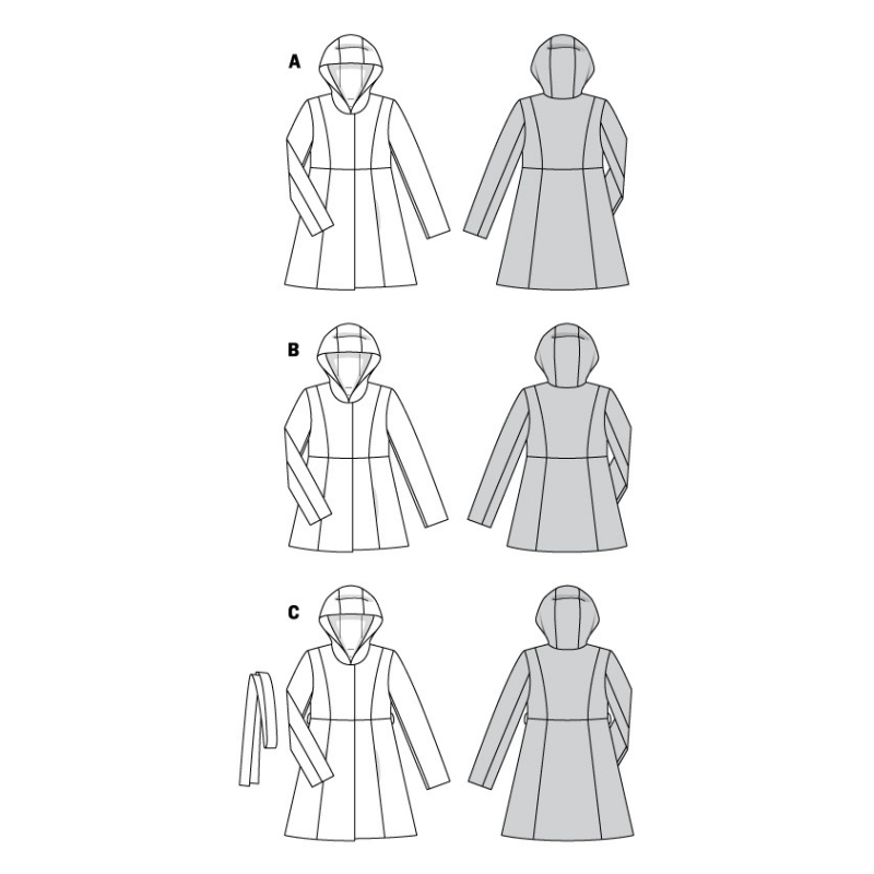 Patron Burda 6057 - Manteau, veste avec découpes et capuche