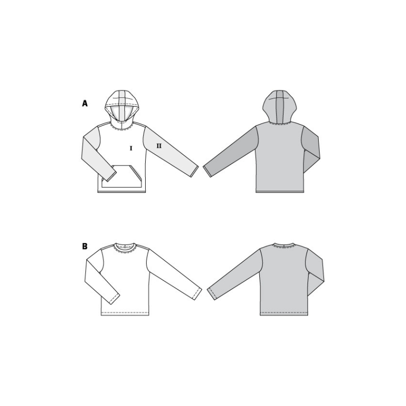 Patron Burda 6064 - Sweatshirt Homme classique avec capuche ou bordure d'encolure