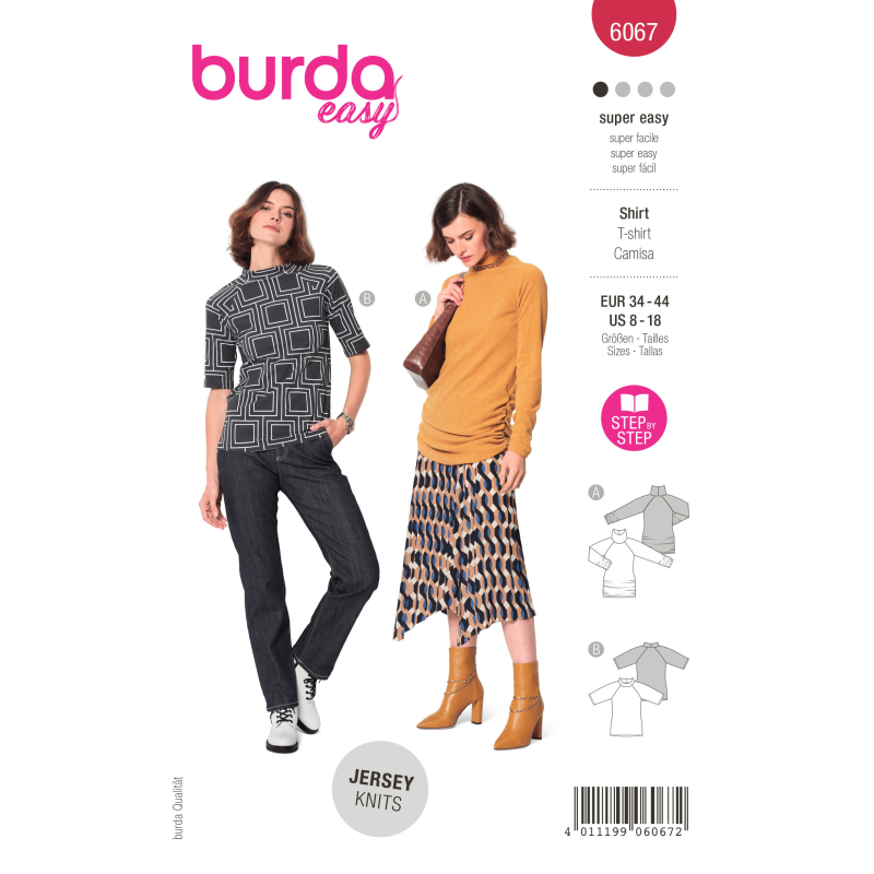 Patron Burda 6067 - T-shirt à manches raglan