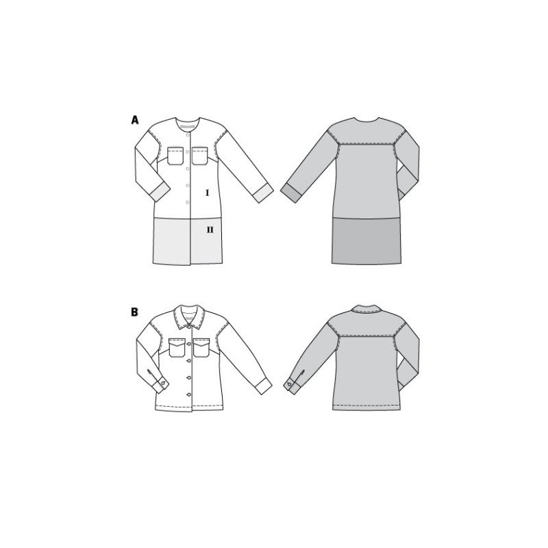 Patron Burda 6069 - Manteau, veste – poches plaquées – surchemise