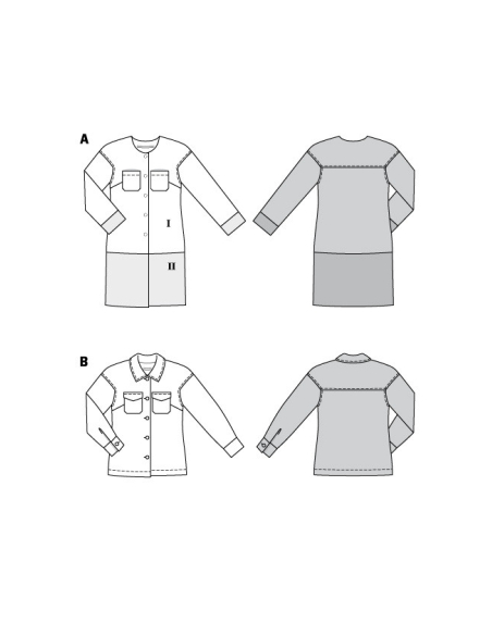 Patron Burda 6069 - Manteau, veste – poches plaquées – surchemise