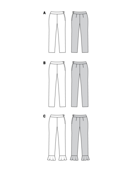 Patron Burda 6072 - Pantalons de forme étroite avec fermeture à glissière latérale