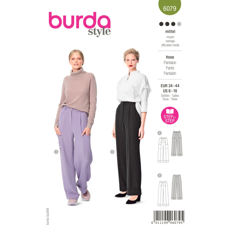 Patron Burda 6079 - Pantalon avec pinces et ceinture en forme