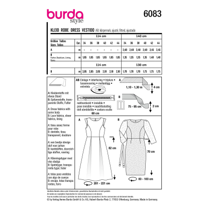 Patron Burda 6083 - Robe festive à jupe ample / robe fourreau en dentelle 2
