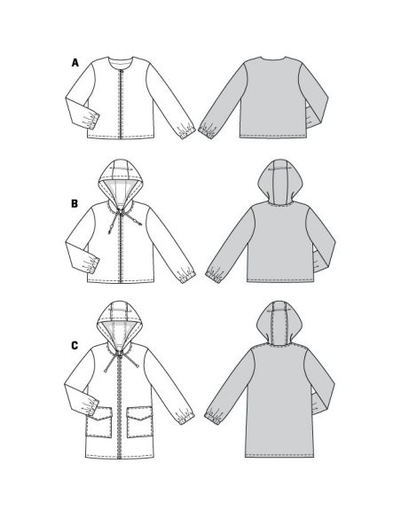 Patron Burda 6088- Vestes, manteau – sportifs avec fermeture à glissière