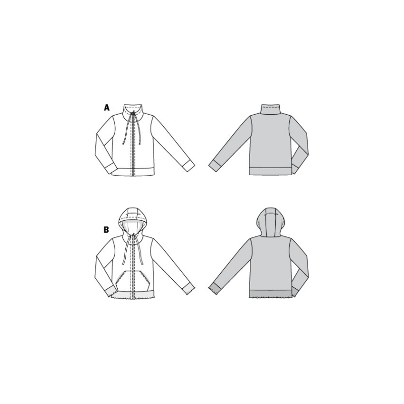 Patron Burda 6090- Veste sweat-shirt avec fermeture à glissière