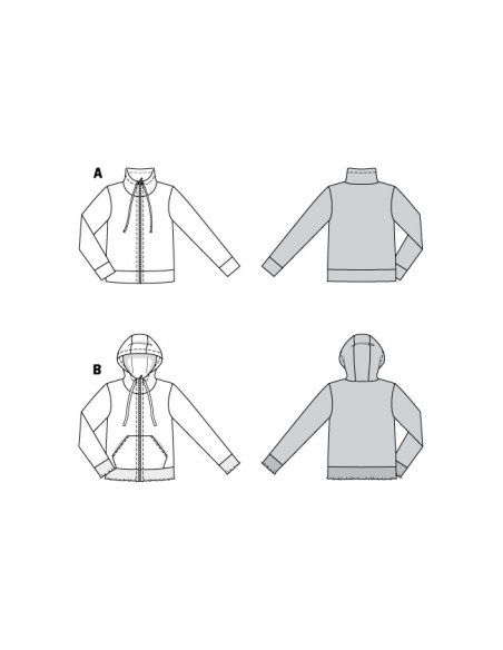 Patron Burda 6090- Veste sweat-shirt avec fermeture à glissière