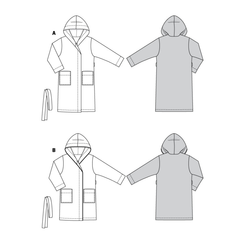 Patron Burda 6094 - Peignoir avec capuche et poches plaquées
