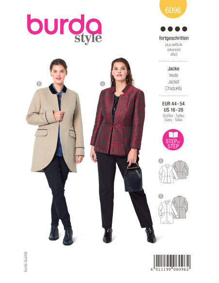 Patron Burda 6096 - Veste avec basque