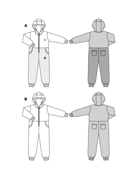 Patron Burda 9275 - Combinaison Enfant Mixte à capuche