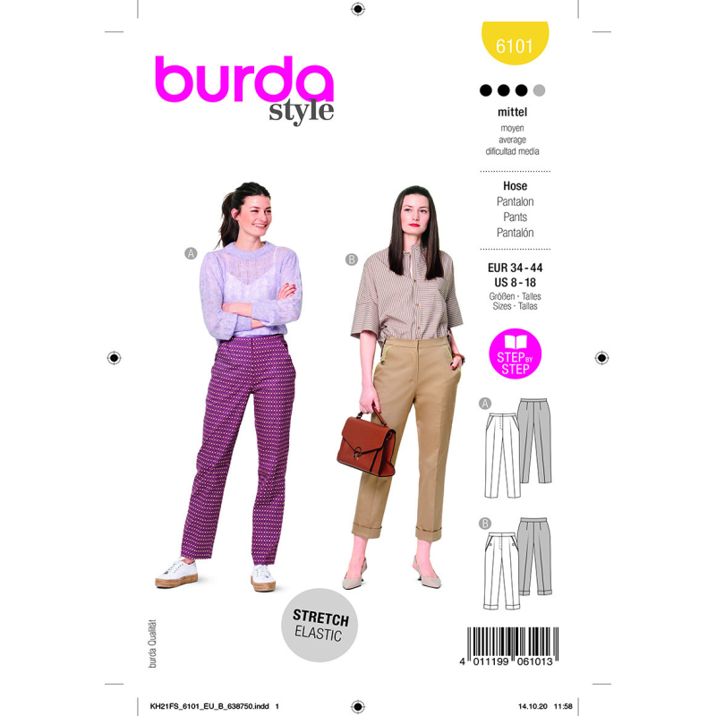 Patron Burda 6101 - Pantalons en tissu à plis permanents