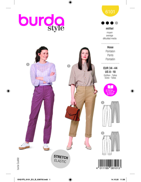 Patron Burda 6101 - Pantalons en tissu à plis permanents