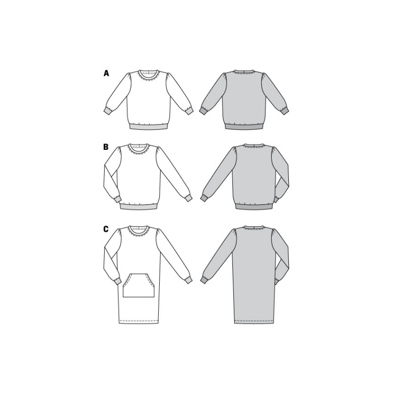 Patron Burda 6109 - Sweat-Shirts ou Robe en maille ou jersey