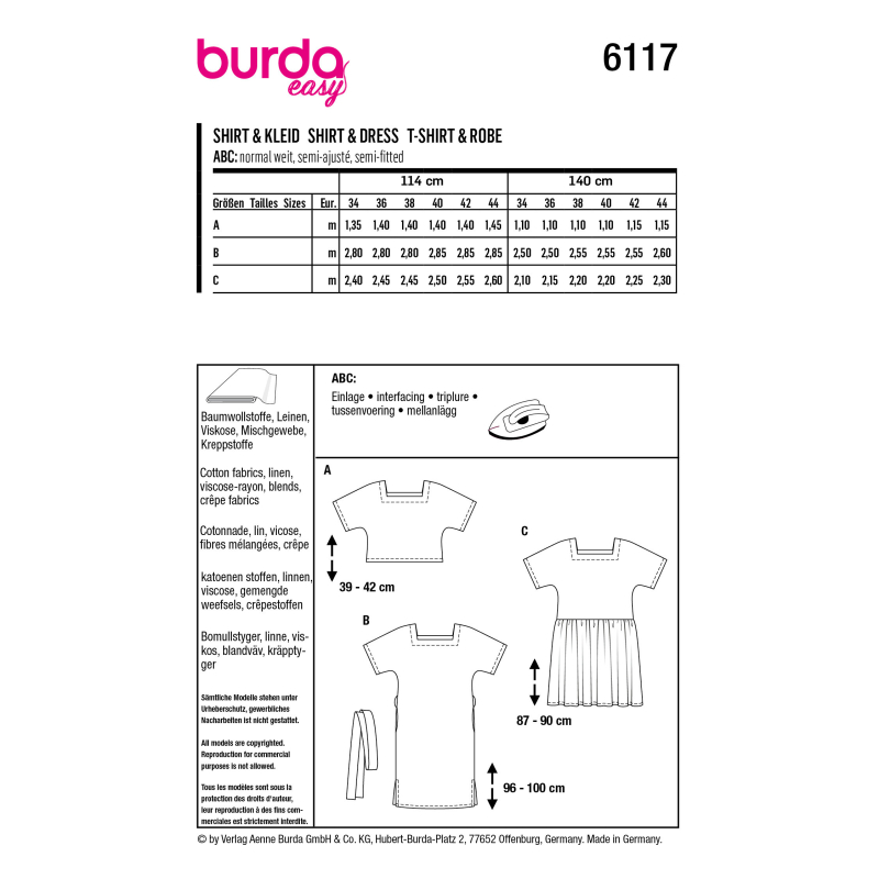 Patron Burda 6117 - Crop Top et robe fluide avec ceinture à nouer